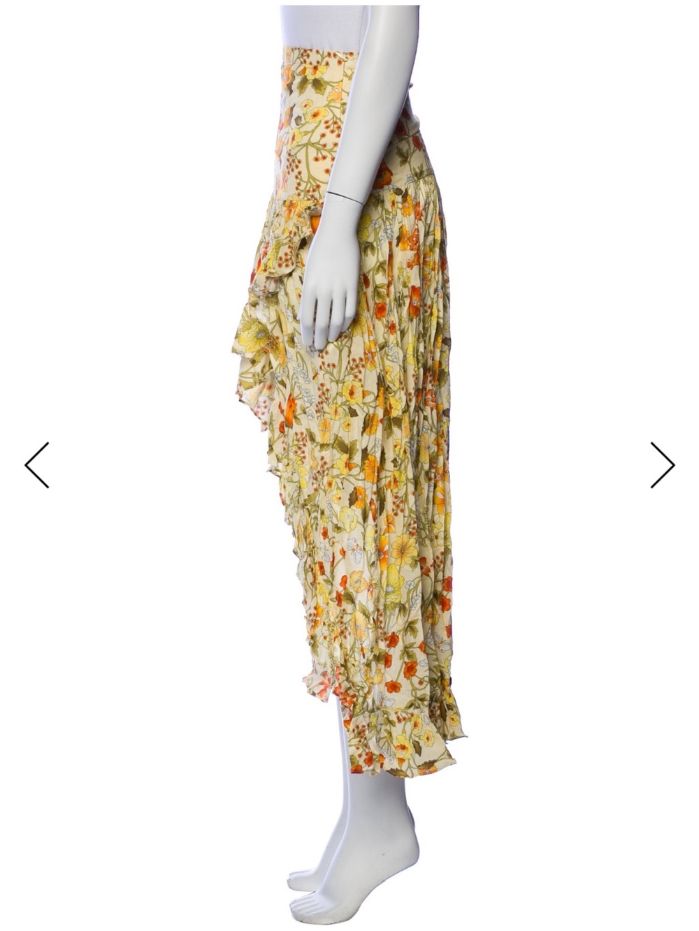 Spell Sayulita Yellow Floral High-Low Ruffle Maxi Skirt - Picture 3 of 8